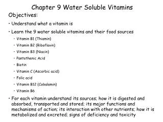 Chapter 9 Water Soluble Vitamins