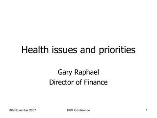 Health issues and priorities