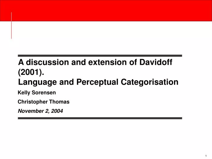 a discussion and extension of davidoff 2001 language and perceptual categorisation