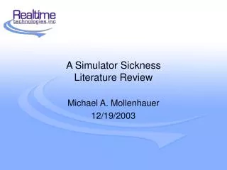 A Simulator Sickness Literature Review