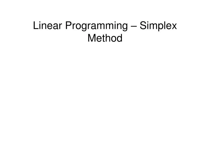 linear programming simplex method
