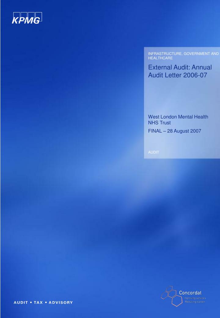 external audit annual audit letter 2006 07