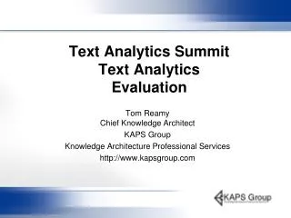 Text Analytics Summit Text Analytics Evaluation