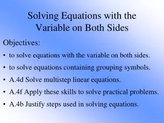Solving Equations with the Variable on Both Sides