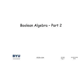 Boolean Algebra – Part 2