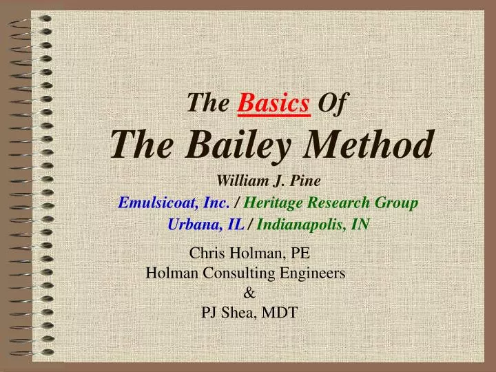 the basics of the bailey method