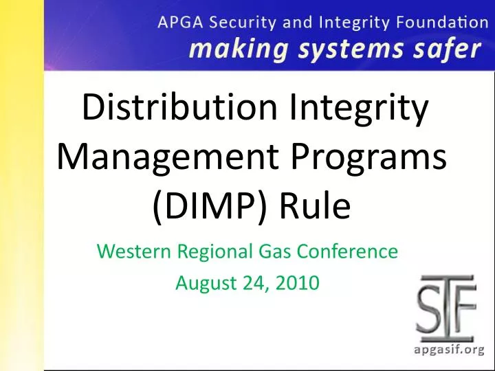 distribution integrity management programs dimp rule