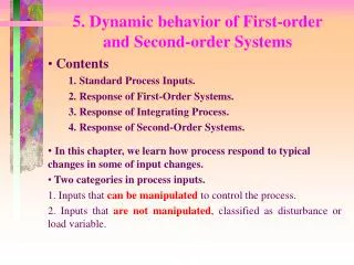 5. Dynamic behavior of First-order and Second-order Systems