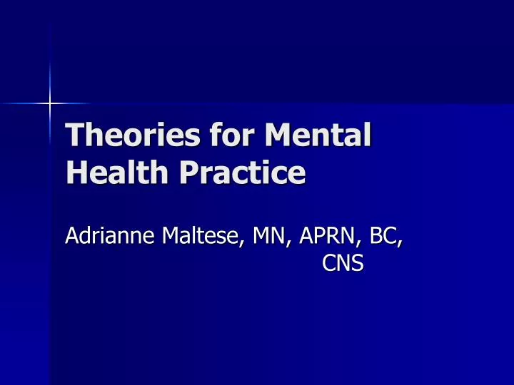 theories for mental health practice