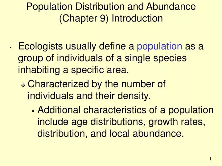 population distribution and abundance chapter 9 introduction