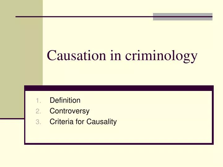causation in criminology