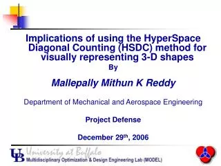 Implications of using the HyperSpace Diagonal Counting (HSDC) method for visually representing 3-D shapes By Mallepally