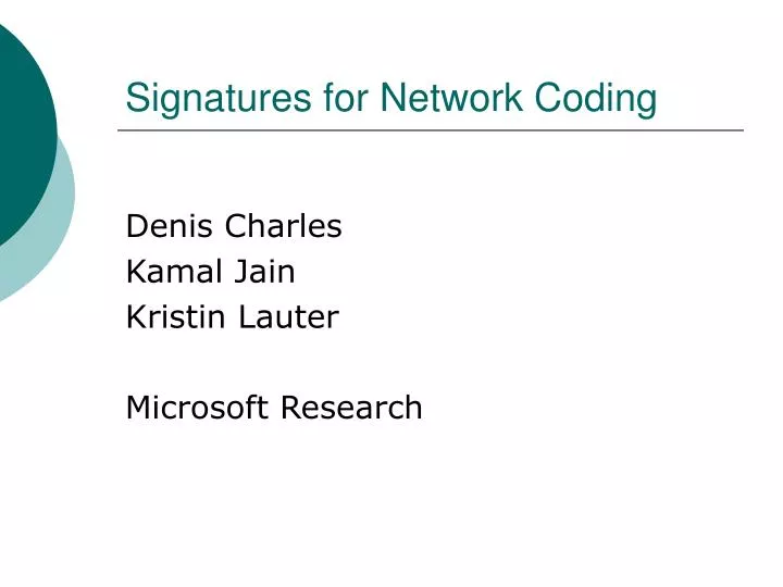 signatures for network coding