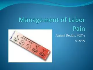 Management of Labor Pain