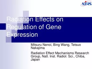 Radiation Effects on Regulation of Gene Expression
