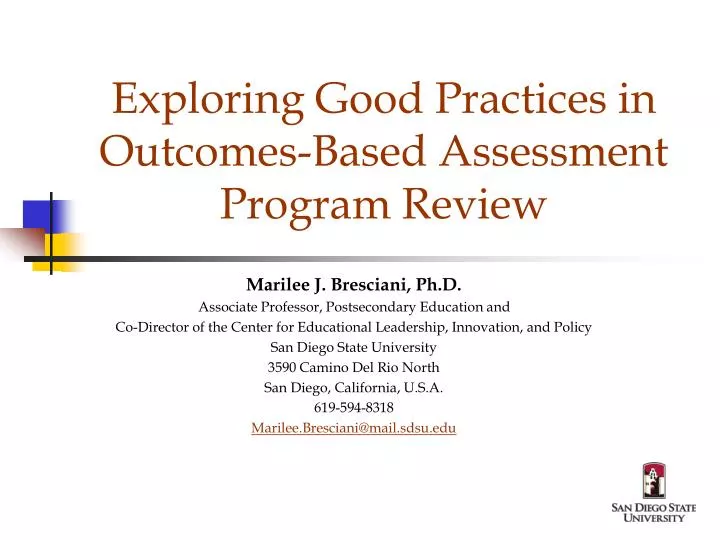exploring good practices in outcomes based assessment program review