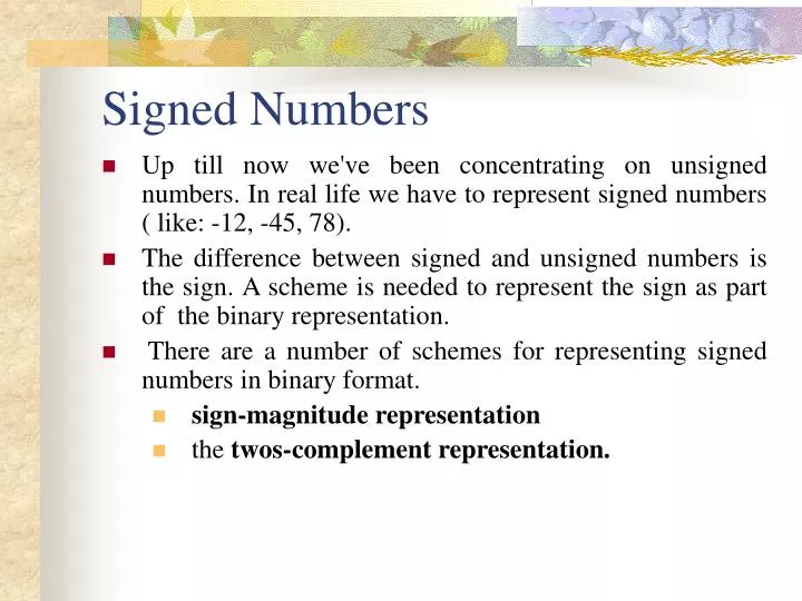 signed numbers