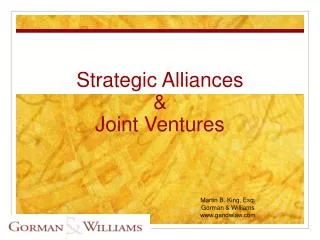 Strategic Alliances &amp; Joint Ventures