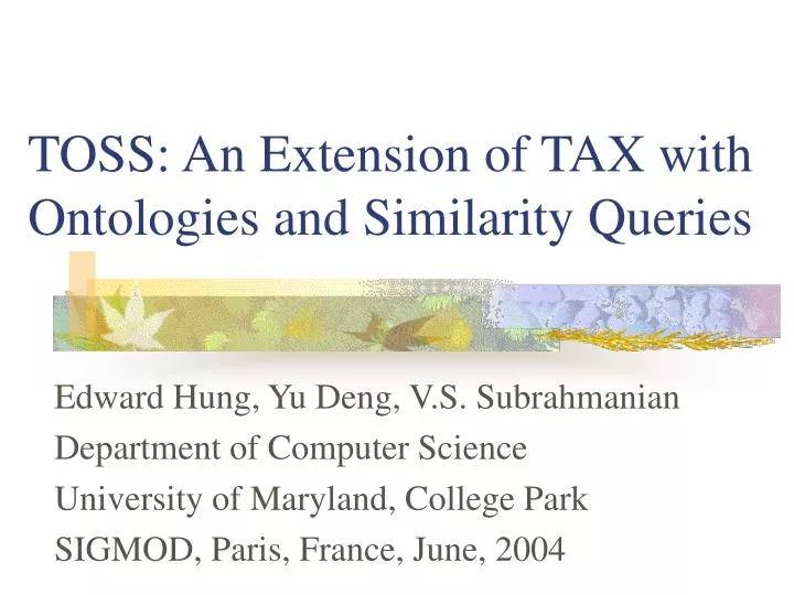 toss an extension of tax with ontologies and similarity queries