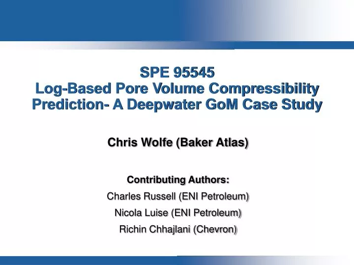 spe 95545 log based pore volume compressibility prediction a deepwater gom case study