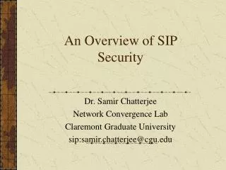 An Overview of SIP Security