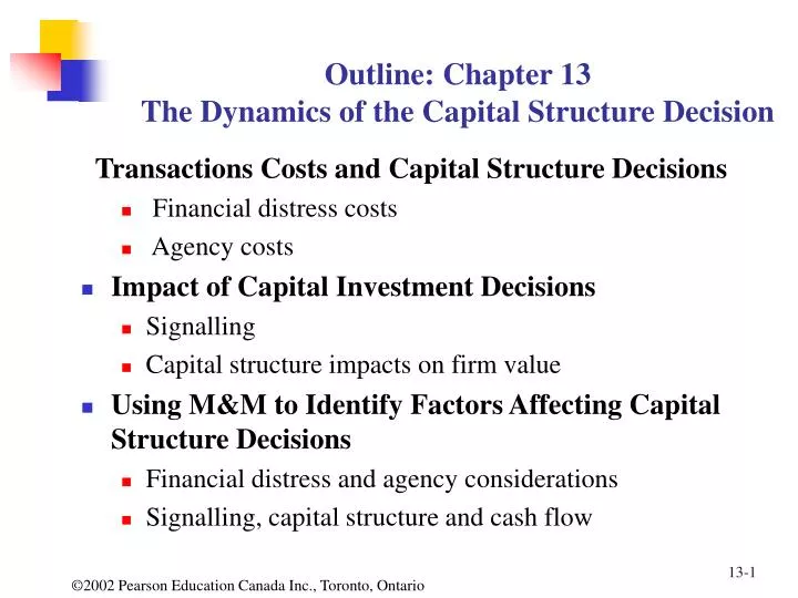 outline chapter 13 the dynamics of the capital structure decision