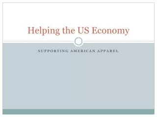 Helping the US Economy with American Apparel