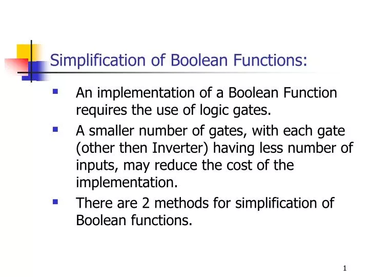 simplification of boolean functions