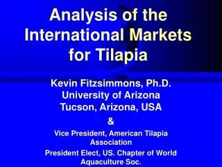 Analysis of the International Markets for Tilapia