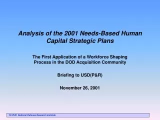 Analysis of the 2001 Needs-Based Human Capital Strategic Plans