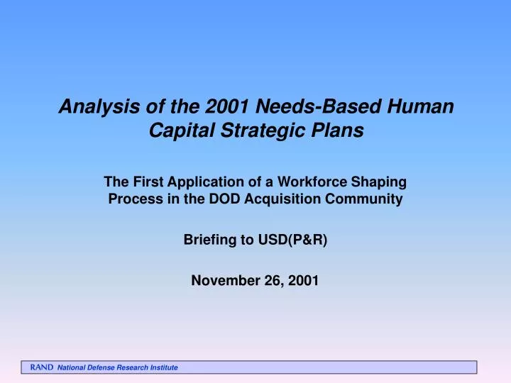 analysis of the 2001 needs based human capital strategic plans