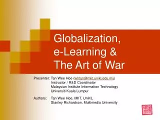 Globalization, e-Learning &amp; The Art of War