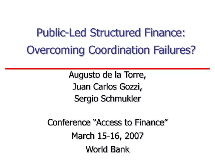 public led structured finance overcoming coordination failures