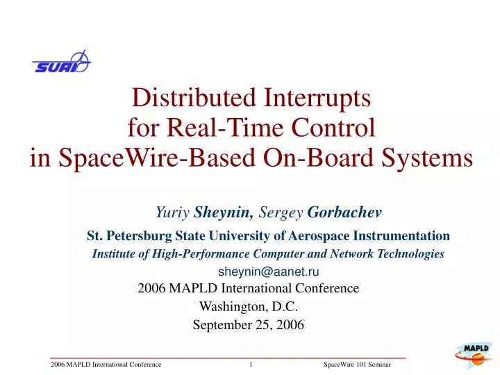 distributed interrupts for real time control in spacewire based on board systems