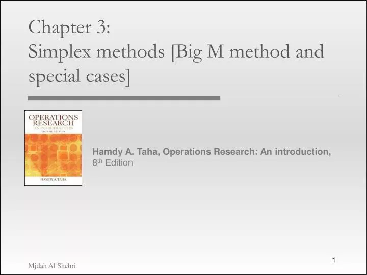 chapter 3 simplex methods big m method and special cases