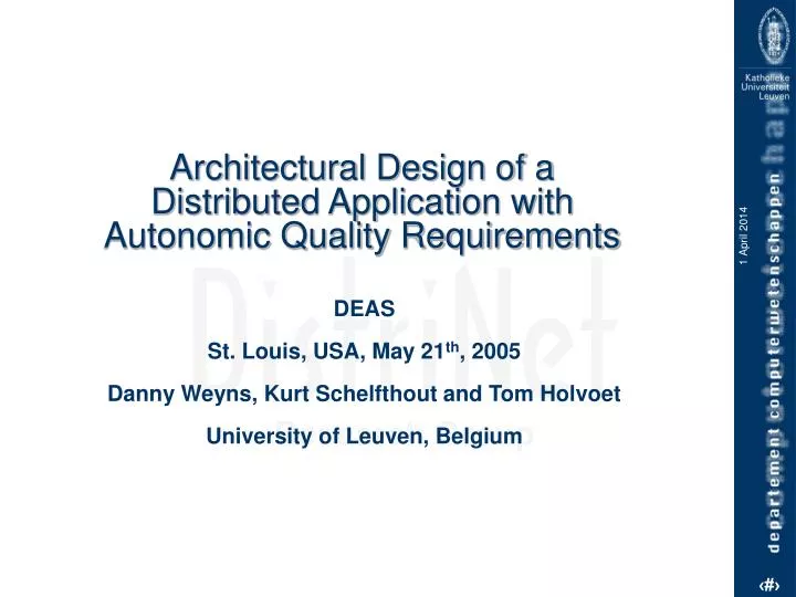 architectural design of a distributed application with autonomic quality requirements