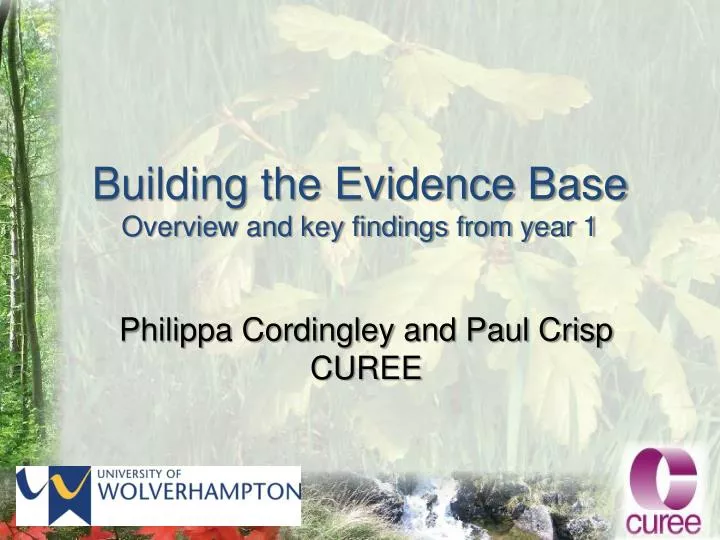 building the evidence base overview and key findings from year 1