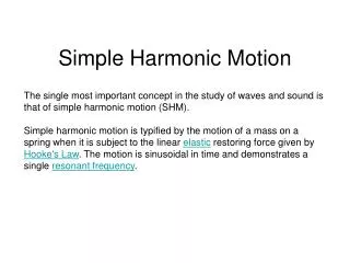 Simple Harmonic Motion