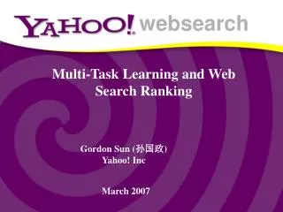 Multi-Task Learning and Web Search Ranking