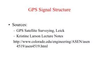 GPS Signal Structure