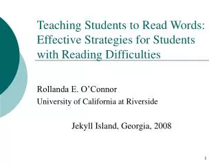 Teaching Students to Read Words: Effective Strategies for Students with Reading Difficulties
