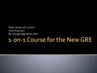 1-on-1 Course for the New GRE