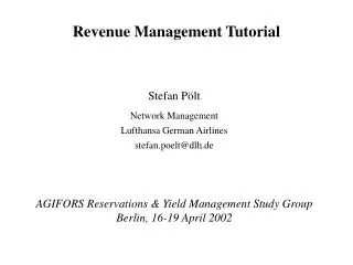 Revenue Management Tutorial