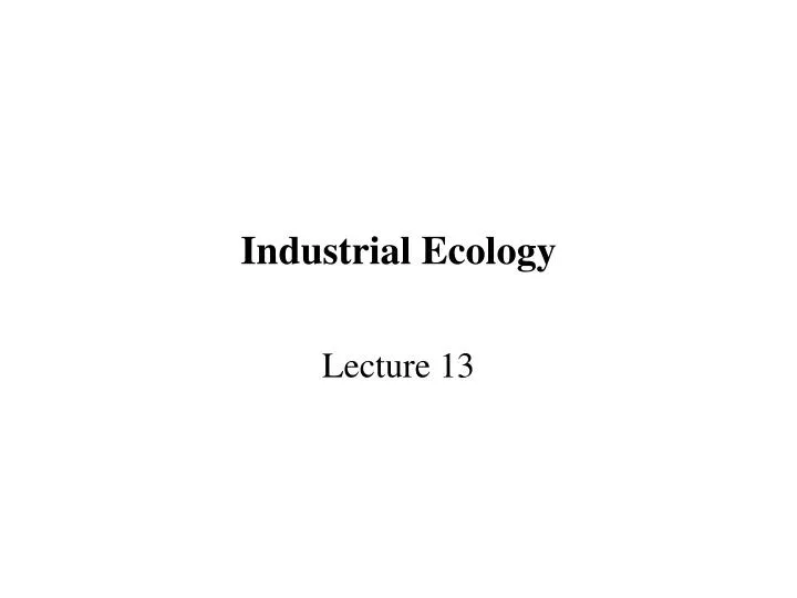 industrial ecology