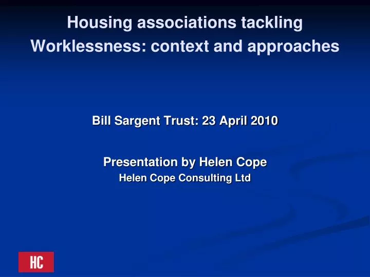 housing associations tackling worklessness context and approaches