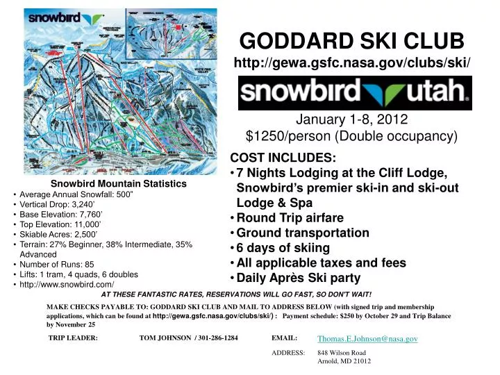 goddard ski club http gewa gsfc nasa gov clubs ski january 1 8 2012 1250 person double occupancy