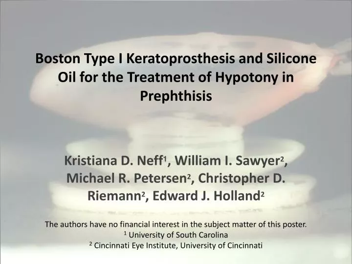 boston type i keratoprosthesis and silicone oil for the treatment of hypotony in prephthisis