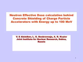 Neutron Effective Dose calculation behind Concrete Shielding of Charge Particle Accelerators with Energy up to 100 MeV