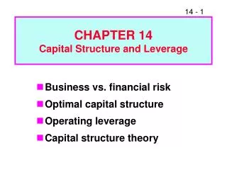 CHAPTER 14 Capital Structure and Leverage