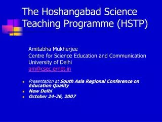 The Hoshangabad Science Teaching Programme (HSTP)